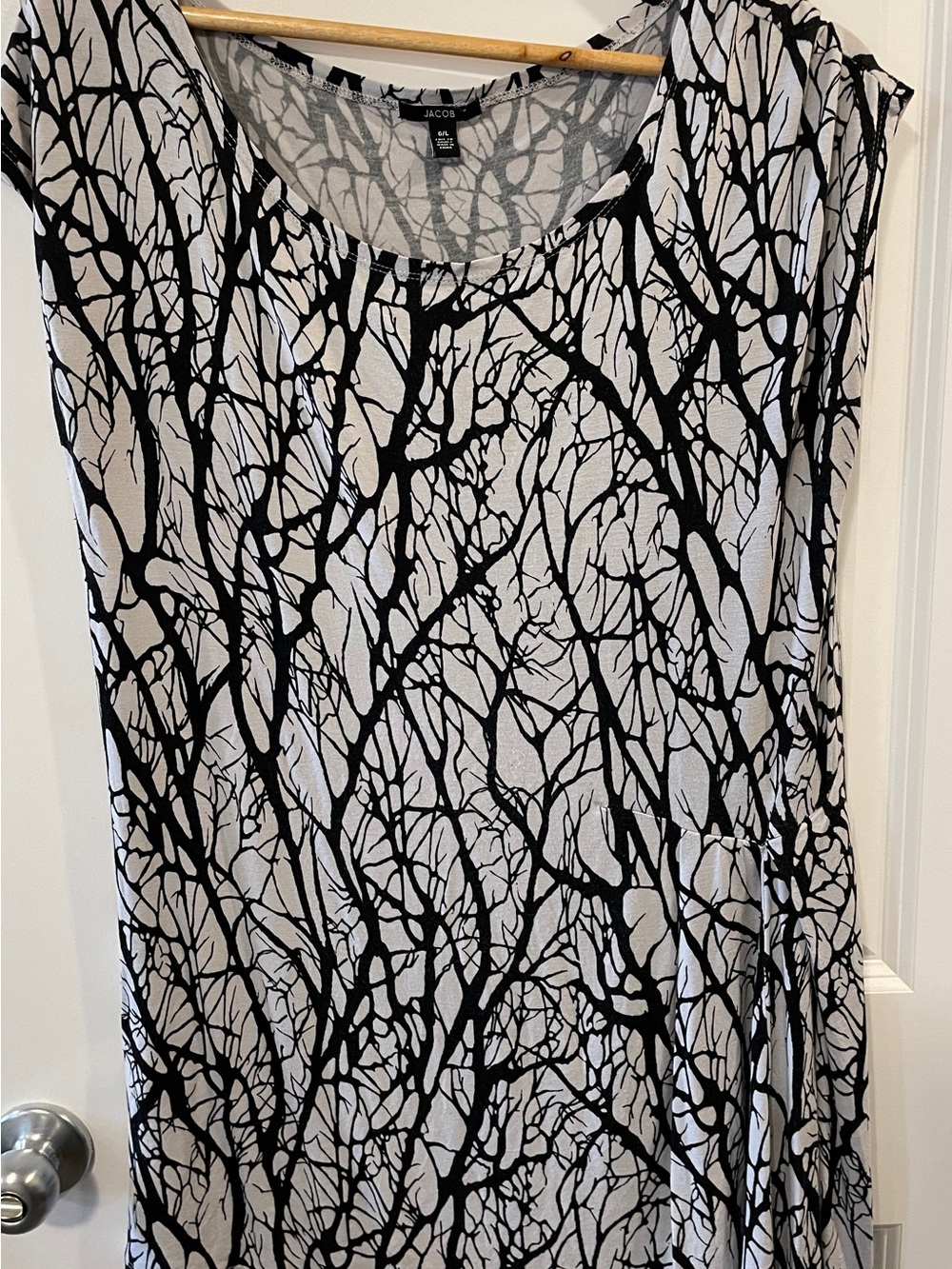 Jacob Unique Black and White Tree Branch Print Top